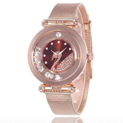 

Mesh belt fashion ladies watch wholesale simple diamond sand swan student popular watch