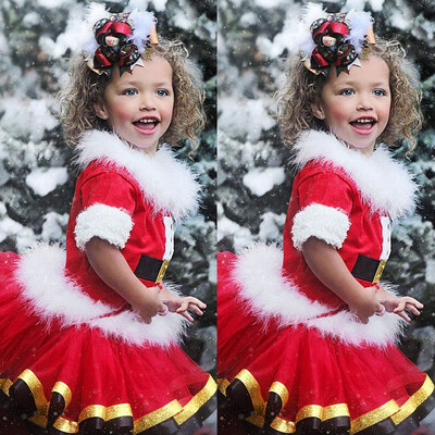 

Toddler Infant Baby Girls Christmas XMAS Fluffy Tops Tutu Skirt Clothing Set
