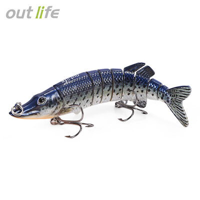

Outlife 9-segement Swimbait Crankbait Multi-jointed Pike Muskie Fishing Lure with Treble Hook Artificial Bait Tackle 125cm 20g
