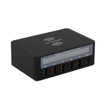 

Smart Charging Station with 6 Ports LCD USB Charging Dock Wireless Charger of Universal Compatibility Charging Station for Family