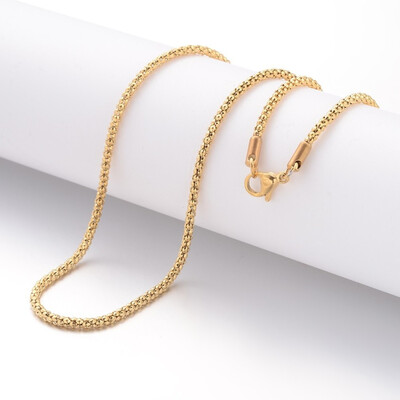 

304 Stainless Steel Necklace Making Popcorn Chains with Lobster Clasps Golden 1772"450mm 24mm