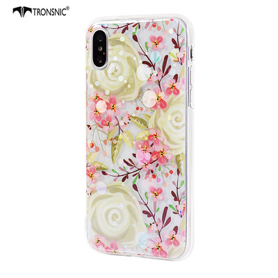 

Tronsnic Flowers Phone Case for iPhone 7 8 plus Shiny Laser Soft Cases for Transparent Covers