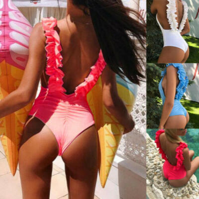 

Women Sexy 3D Floral Backless Swimming Summer Swimwear Monokini Bodysuit Bikini