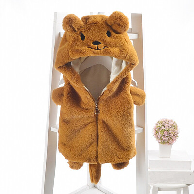 

Toddler Kids Baby Girl Boys Sleeveless Cartoon Bear Hooded Warm Waistcoat Tops