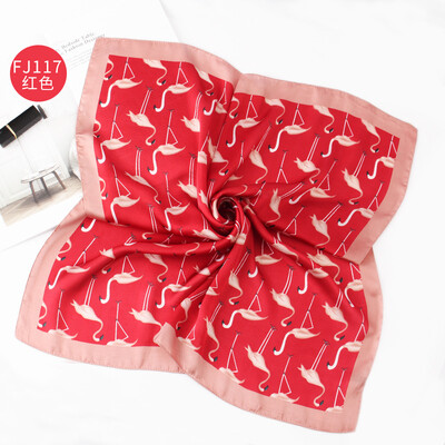 

Ins Han Feng Korea Spring&Autumn Small Square Scarf Womens Tide Flamingo Professional Decoration Scarf Scarf Turban