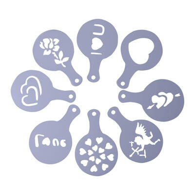 

8pcs Valentine Printing Pattern Coffee Milk Template Mold Strew Spray Pad