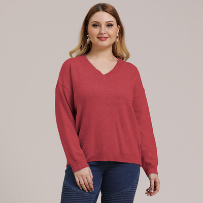 

Gobestart Women Plus Size Winter Casual Knitting Sweater Loose Long Sleeve Top Blouse