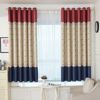 

Blue pink cloud printing shade cloth balcony bedroom finished custom curtain short curtain blinds Cloud print