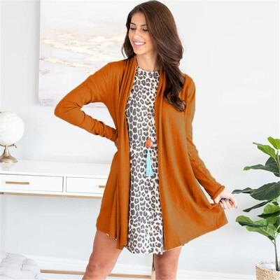 

Women Cardigan Solid Color Open Front Shawl Neckline Waterfull Long Sleeve Elegant Casual Outerwear