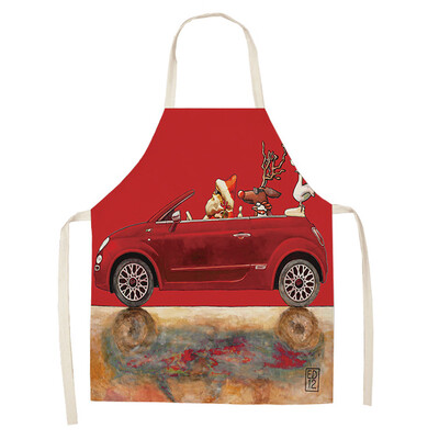 

Toponeto Christmas Decoration Cotton&Linen Apron Kitchen Aprons Dinner Party A