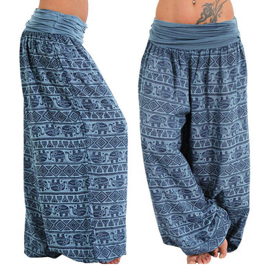 

Tailored Women Ladies Printed Band Width Loose Leg Pants Womens Casual Pants