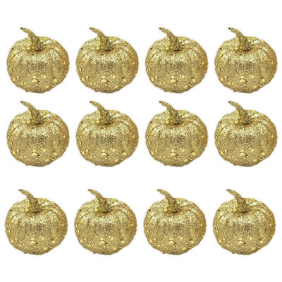 

12Pcs Halloween Party Home Garden Ornaments Glitter Sequins Fake Pumpkins Decor