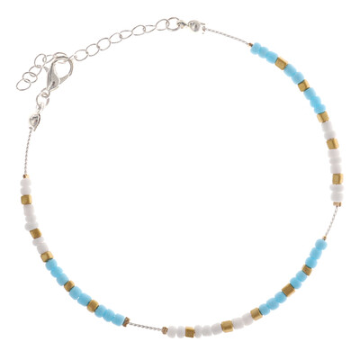 

Summer Holiday Beach Gold Chain Beads Turquoise Anklet Womans Jewelry