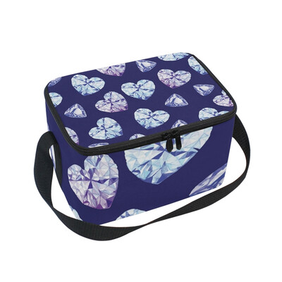 

ALAZA Lunch Box Insulated Navy Diamonds Lunch Bag Large Cooler Tote Bag for Men Women