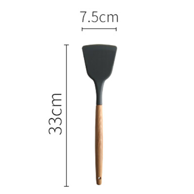 

Non-Stick Shovel Spoon Tool Set Shovel Soup Fishing Spoon Green Cooking Silicone Wooden Handle Kitchenware
