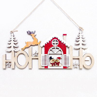 

1 Christmas Tree Wooden Decor Tag Hollow Decor Pendant Letter Painted Ornaments