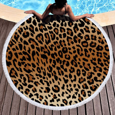 

Toponeto 1 PC Round Beach Pool Home Shower Towel Blanket Table Cloth Yoga Mat Leopard