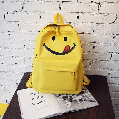 

Tailored Fashion Women Canvas Yellow Expression Backpack Cute Smile Package Shoulder Bags