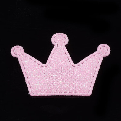 

Glitter PU Patches with Non Woven Fabric Back&Sponge Inside Crown PearlPink 38x5558x25mm