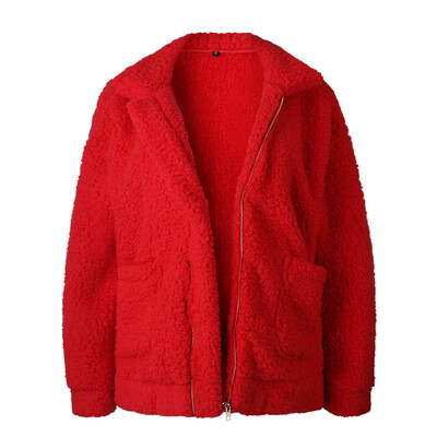 

Fashion Woman Fake Fur Coat Loose Long Sleeve Warm Fleece Basic Jacket Outwear