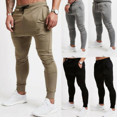

US Mens Slim Fit Urban Straight Leg Trousers Casual Pencil Jogger Soild Pants