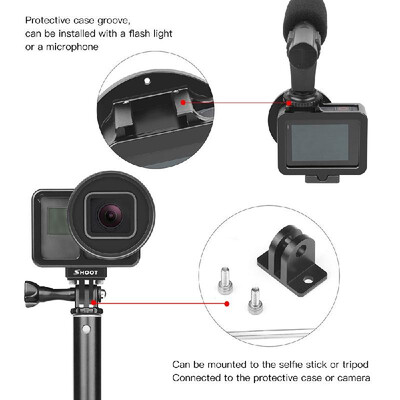 

SHOOT XTGP507B CNC Aluminum Alloy Protective Camera Case Action Camera Cage Mount with 52mm UV Lens Backdoor for GoPro Hero 7 Blac