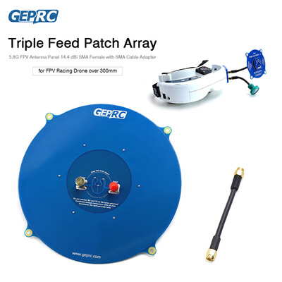 

GEPRC Triple Feed Patch Array 58G FPV Antenna Panel 144 dBi High Gain SMA Female with SMA Cable Adapter for FPV Racing Drone ove