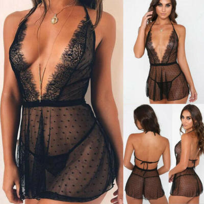 

Women Sexy Lingerie Plus Size Mesh G-string Dress Babydoll Sleepwear Nightwear