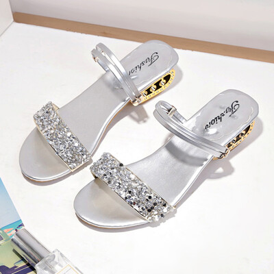 

Sandals Fairy Wind Summer Korean Version Baitao Middle-heeled&Rough-heeled Ins Tide Buckle Roman Shoes