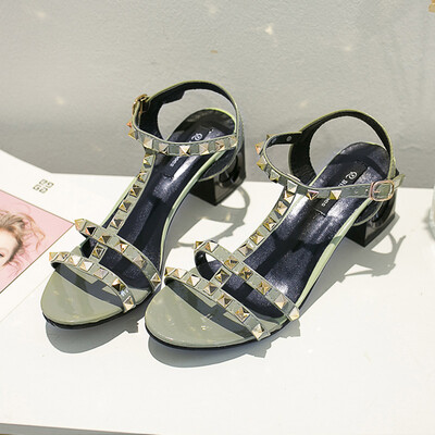 

Sandals fairies fashion rough heels high heels late evening Rome high heels high heels