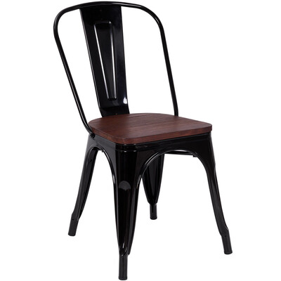 

Set of 2 Tolix Style Dining Side Stackable Chair-Black