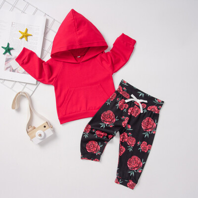 

Autumn Newborn Baby Girl Clothes Hooded TopsFloral Leggings Pants Outfits Set