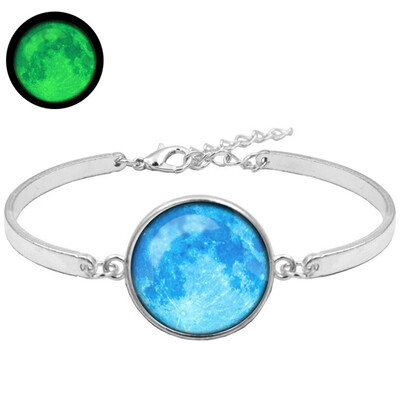 

Glowing in the Dark Galaxy Moon Bracelet For Women Jewelry Luminous Bangle Bracelet Vintage Link Chain Friendship Bracelets Gift