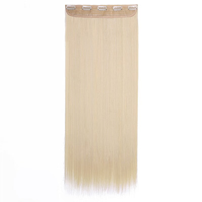 

Synthetic Fiber Clips in on Hair Extension 34 Full Head One Piece 5 Clips Long Silky Straight Curly Wavy