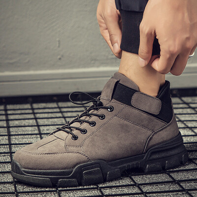 

Mens Shoes Autumn Korean Edition Fashion High-Up Martin Skate Shoes British Leisure Mid-Up Desert Tools Outdoor Army Boots