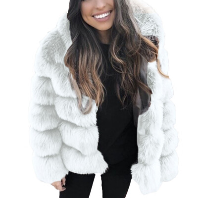 

Toponeto Women Faux Mink Winter Hooded New Faux Fur Jacket Warm Thick Outerwear Jacket