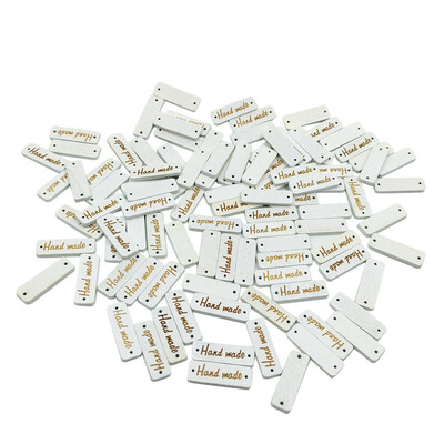 

Siaonvr 50pcs Wood color Wooden Hand made Lettering 2-hole sewing Scrapbooking 30mm