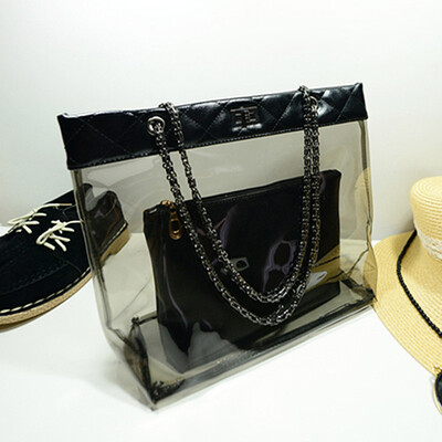

New summer Korean chain single Shoulder Bag big Handbag fashion picture bags women jelly crystal Transparent Beach bag
