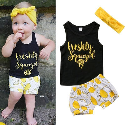 

Kids Baby Boys Girls Outfits Tops T-shirt Shirts Pants Headband Clothes