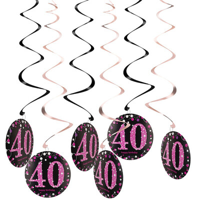 

FUNNYBUNNY 18 21 30 40 50 60 70th Birthday Party Spiral Ornaments Hanging Decoration Backdrop Curtain Wedding Backdrop