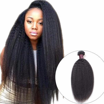 

Malaysian Human Hair Kinky Straight Hair Weave Bundle 1 Piece Natural Color Non Remy Yaki Human Hair Extension