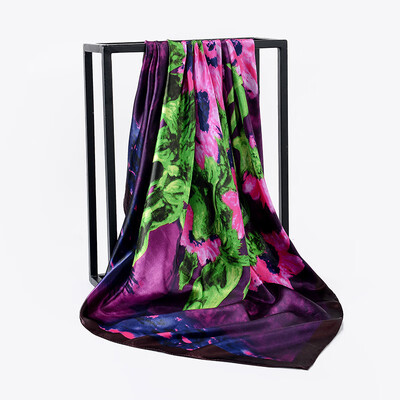 

Silk scarves spring&summer oil painting satin square air conditioning sunscreen shawl Taobao AliExpress hot sale wholesale