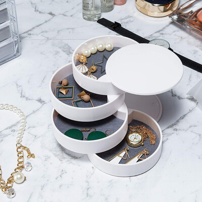 

Portable multi-layer jewelry storage box with lid