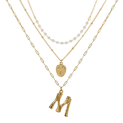

2019 New Face Coin Beads Alphabet Initial LetterPendant Necklace Female Gold Color Chain Choker Collar Necklaces for Women