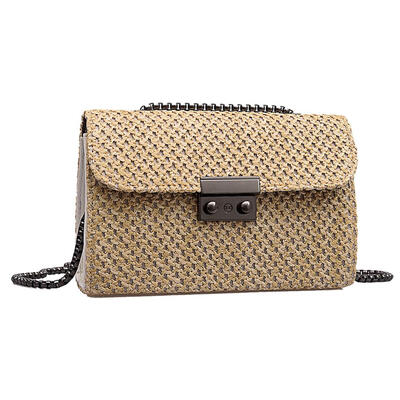 

Straw Shoulder Messenger Handbags Women Chain Flip Small Square Box Bags