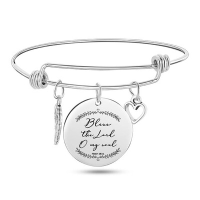 

Fashion Titanium Steel Christian Bibl Wing Love Necer Fails Bracelets Jewelry