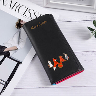 

2018 New Style Fashion Women Print PU Leather Wallet Purse Long Money Holder Clutch Box Hasp Zipper Bag
