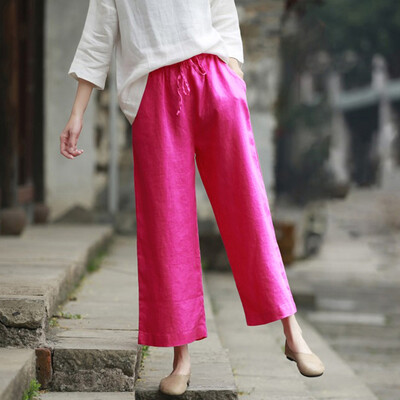 

Tailored Fashion Women Summer Solid Casual Easy Sport Work Casual Loose Trouser Pants