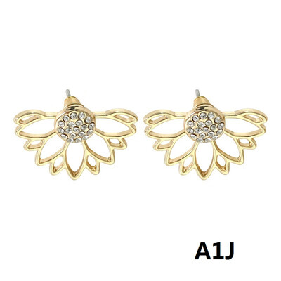 

Fashion Flower Jewelry Hollow Lotus Rhinestone Pearl Earrings for Women Girls Simple Chic Stud Earrings Fashion Flower