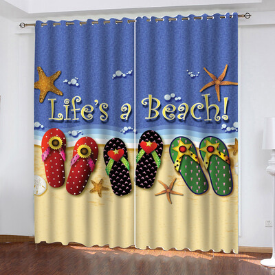 

Gobestart Beach Series Printed Curtains Living Room Bedroom Blackout Curtains